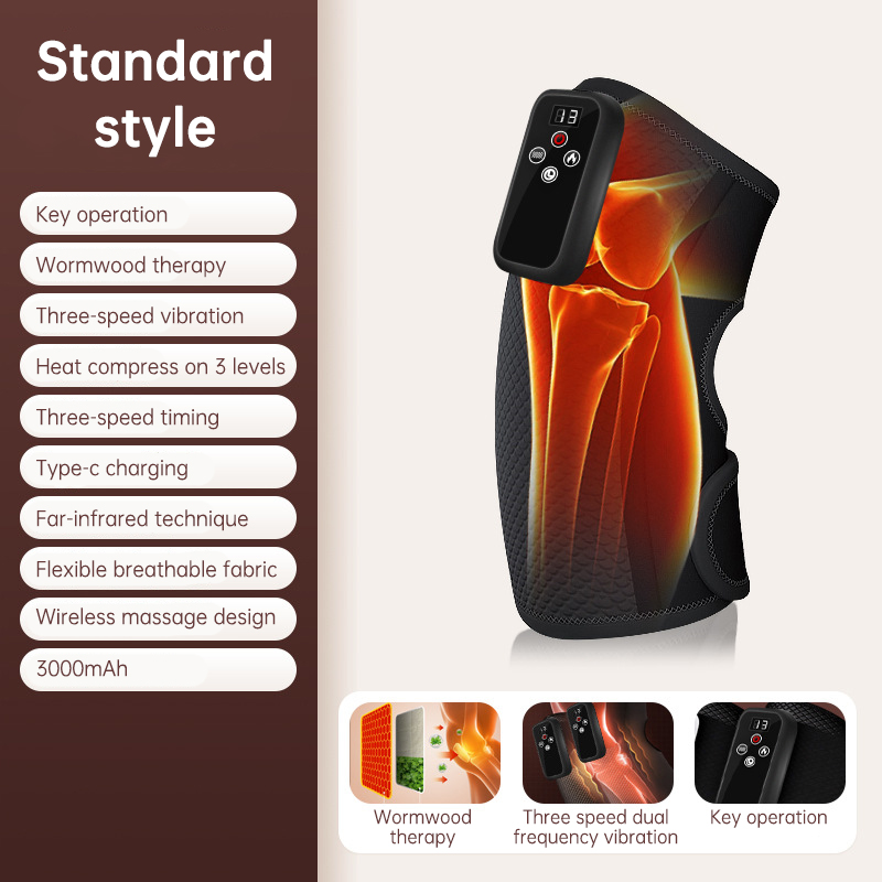 Specifications card listing wormwood therapy, heat levels, charging, and fabric benefits