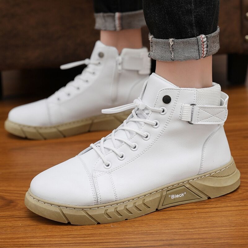 Men's shoes autumn and winter leather plush Martin boots casual men's running high rise sports shoes image 4