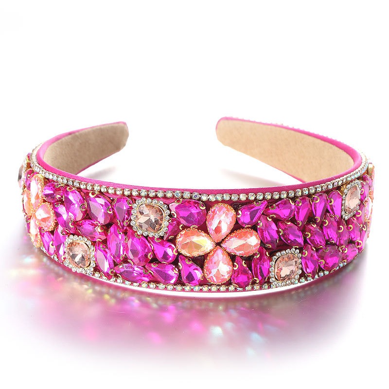 Hot pink padded headband showing bold reflective styling