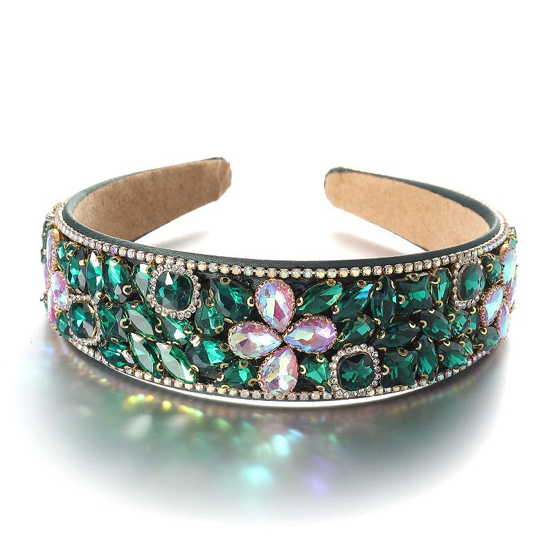 Emerald baroque headband with floral crystal embellishments