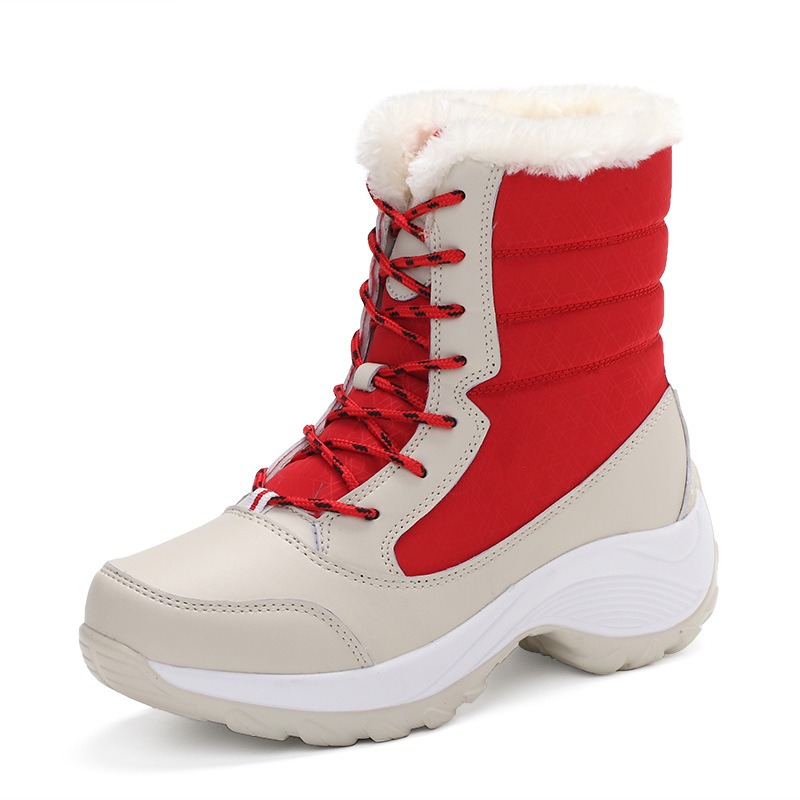 Snow boots, women's boots, flat heels, Martin boots, women's boots, lace up, women's cotton shoes, oversized outdoor travel image 3