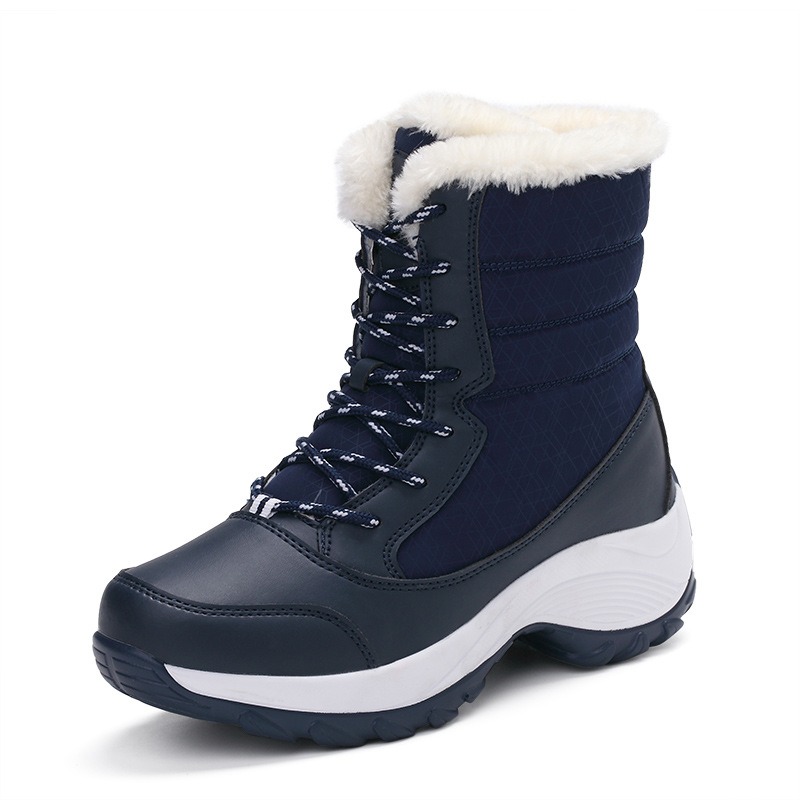 Snow boots, women's boots, flat heels, Martin boots, women's boots, lace up, women's cotton shoes, oversized outdoor travel image 9