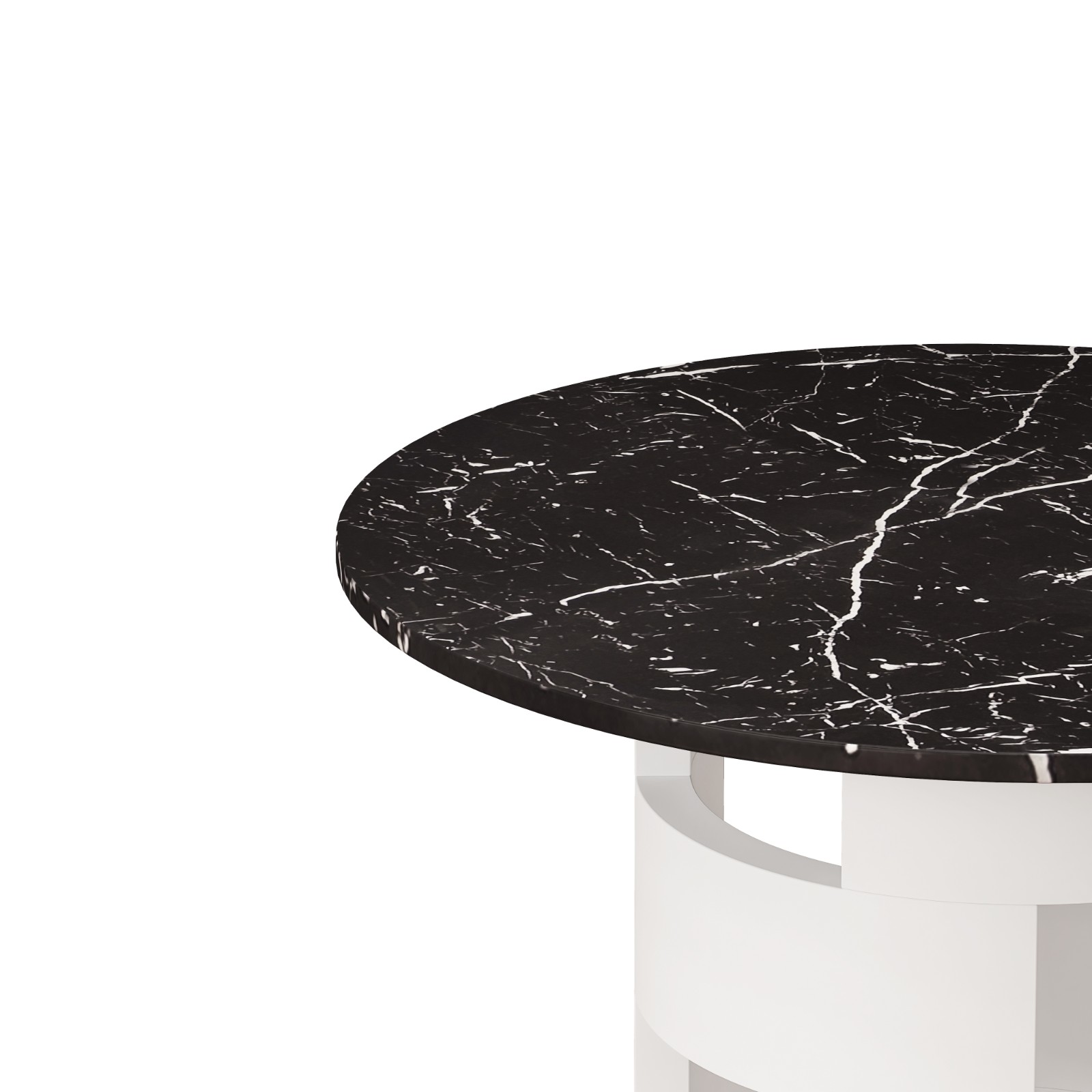 42.12"Modern Round Dining Table with Printed Black Marble Table Top for Dining Room Kitchen Living Room Black+White