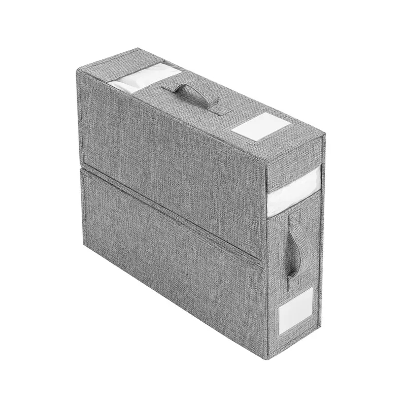 Bed Sheet Set Storage Box Fabric Visible Window Zipper Folding Blanket Finishing Box Wardrobe Bedding Storage Closet Organizer