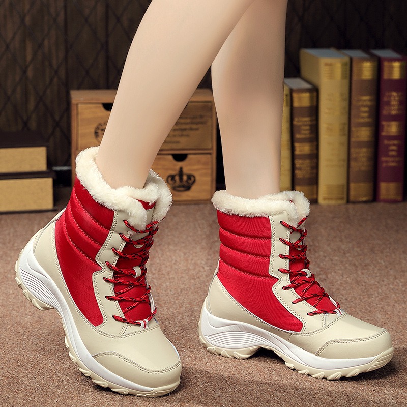 Snow boots, women's boots, flat heels, Martin boots, women's boots, lace up, women's cotton shoes, oversized outdoor travel image 7