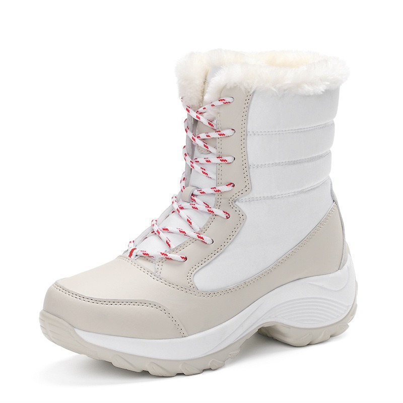 Snow boots, women's boots, flat heels, Martin boots, women's boots, lace up, women's cotton shoes, oversized outdoor travel image 4