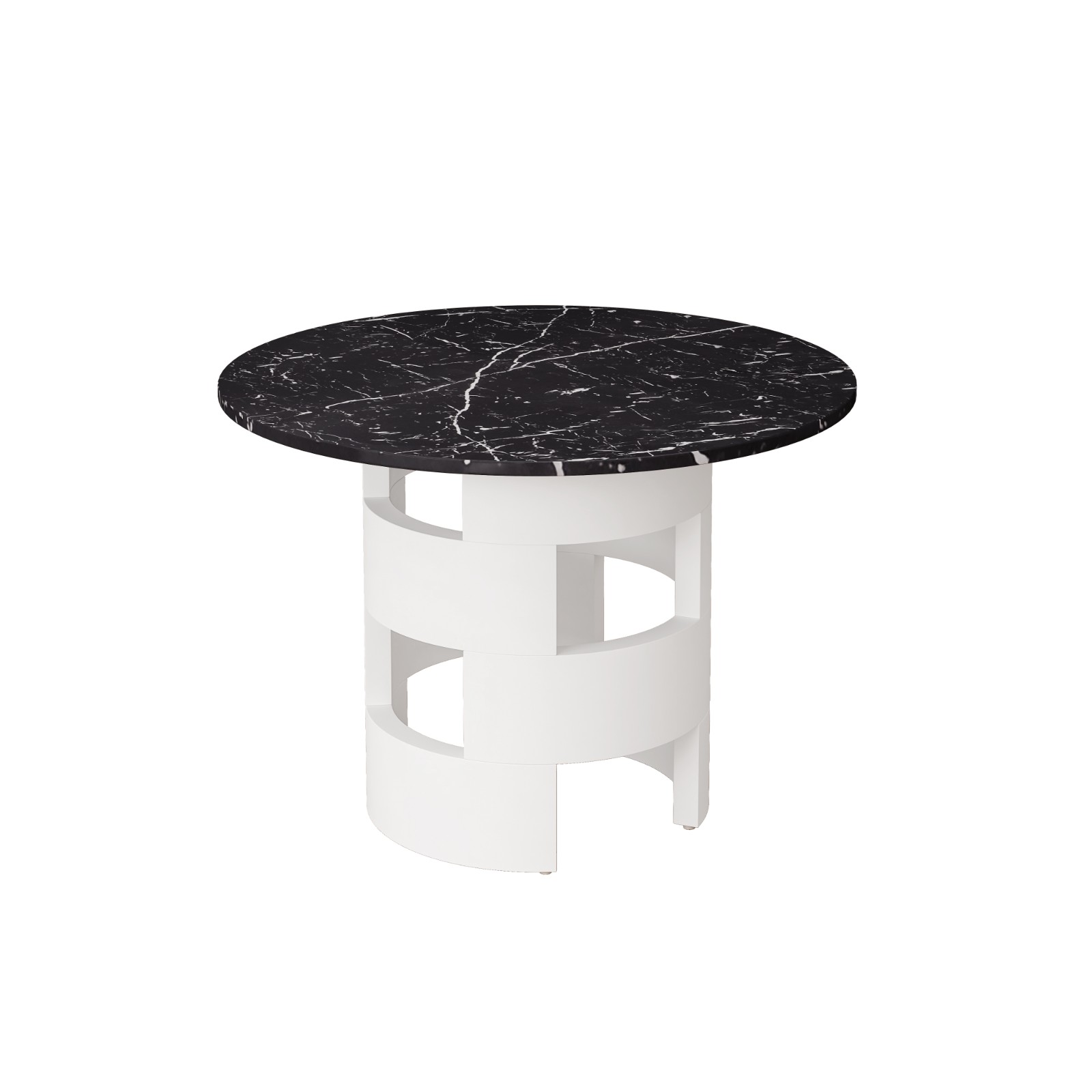 42.12"Modern Round Dining Table with Printed Black Marble Table Top for Dining Room Kitchen Living Room Black+White