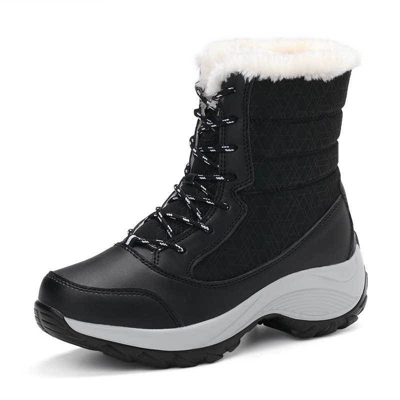 Snow boots, women's boots, flat heels, Martin boots, women's boots, lace up, women's cotton shoes, oversized outdoor travel