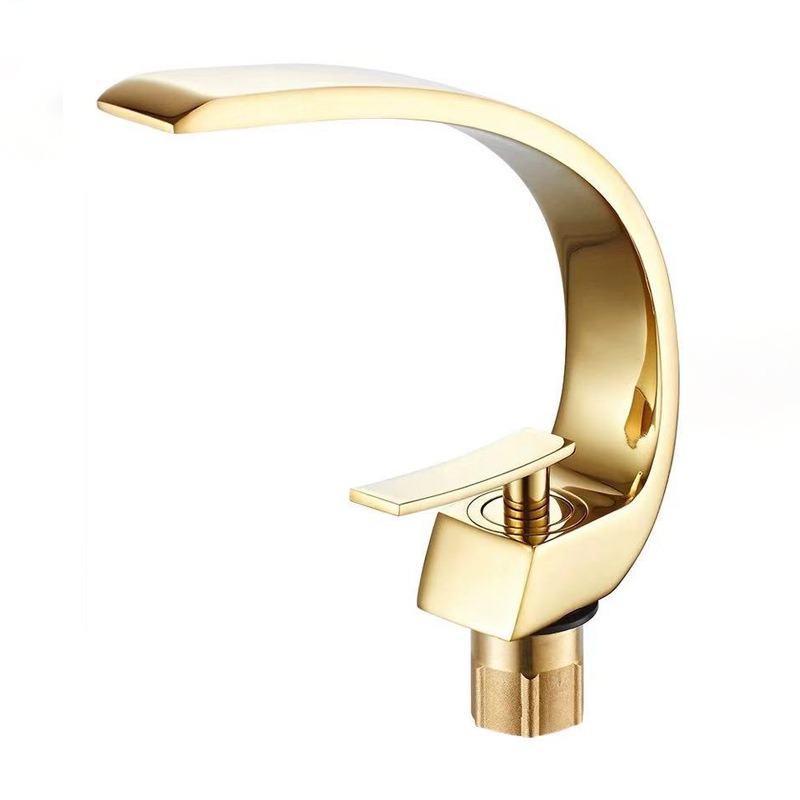 Black all copper single hole cold and hot faucet creative sink for washing hands and faces under the