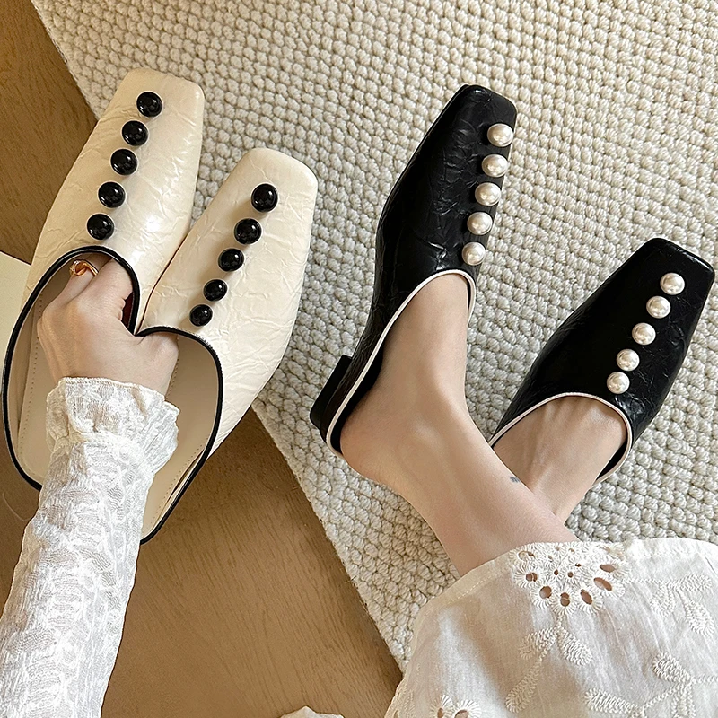 String Bead Female Slides Ladies Slippers Luxury Footwear Summer Beach Slippers Flats Sandals Shoes For Women Mules image 7