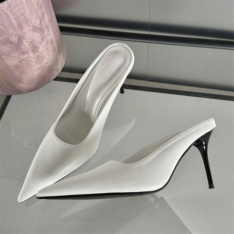 Eilyken Spring Gold Silver Pointed Toe Women Slippers Sexy Thin Heels Sandals Stripper Banquet Mule Female Shoes image 8