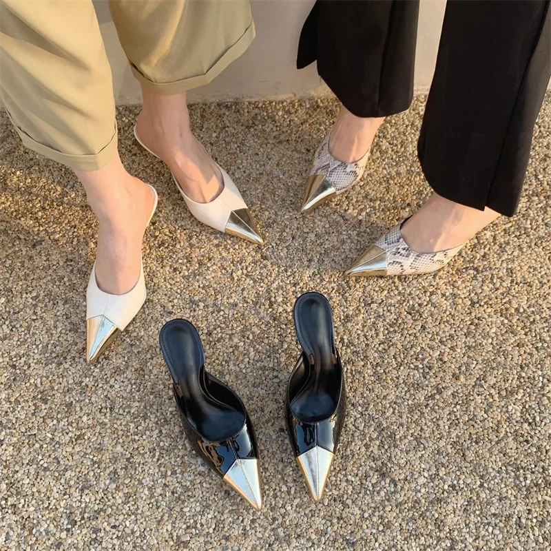 Eilyken Spring Serpentine Pointed Toe Women Slippers Sexy Thin Heels Sandals Stripper Banquet Mule Female Shoes image 5