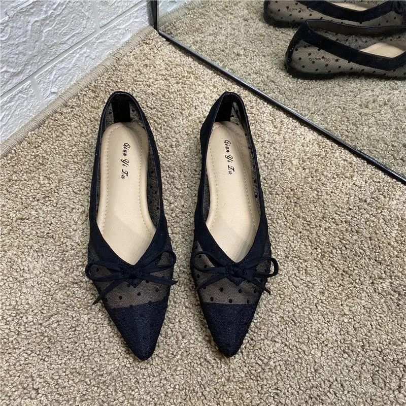 With Bow Ladies Summer Footwear Low Heel Elegant Pointed Toe White Office Shoes for Women 2023 Quick Delivery High Quality E Y2k image 8