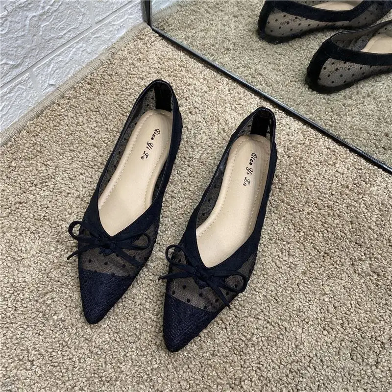 With Bow Ladies Summer Footwear Low Heel Elegant Pointed Toe White Office Shoes for Women 2023 Quick Delivery High Quality E Y2k image 5