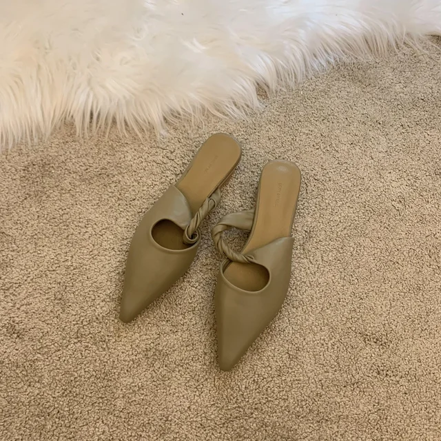 Spring Women's Slippers Pointed Toe Toe Sandals Slippers Flat Casual All-match Sexy Solid Color Women's Mules Slides