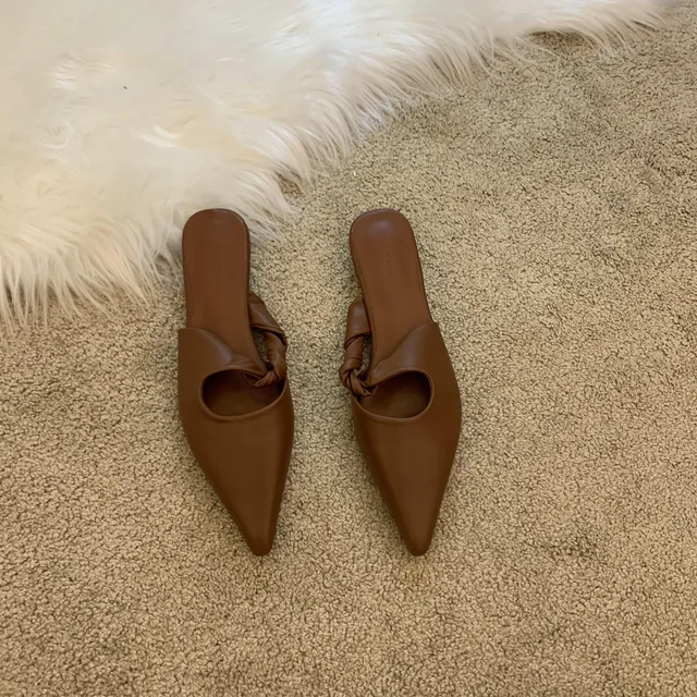 Spring Women's Slippers Pointed Toe Toe Sandals Slippers Flat Casual All-match Sexy Solid Color Women's Mules Slides image 3