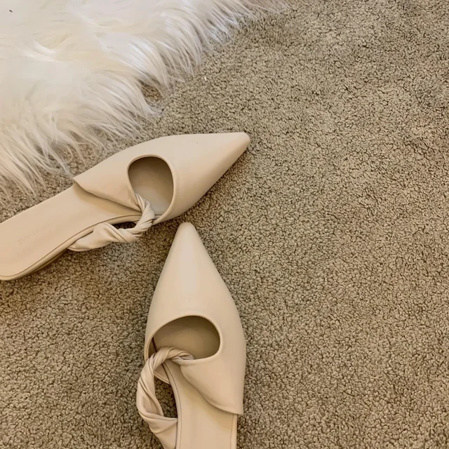 Spring Women's Slippers Pointed Toe Toe Sandals Slippers Flat Casual All-match Sexy Solid Color Women's Mules Slides image 5
