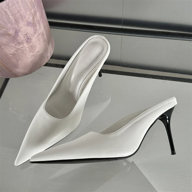Eilyken Spring Gold Silver Pointed Toe Women Slippers Sexy Thin Heels Sandals Stripper Banquet Mule Female Shoes image 4