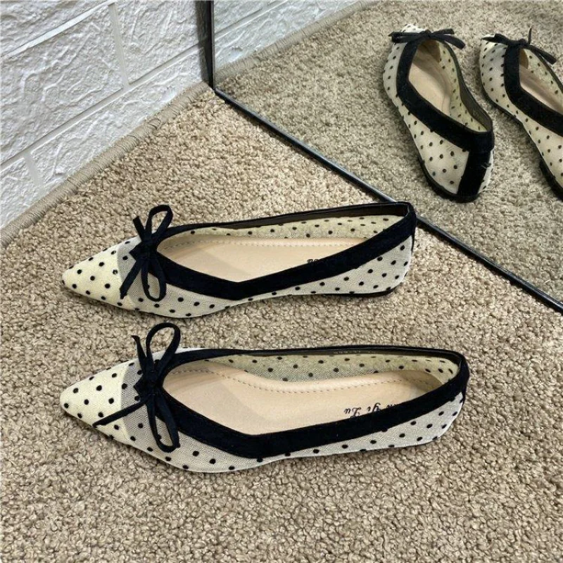 With Bow Ladies Summer Footwear Low Heel Elegant Pointed Toe White Office Shoes for Women 2023 Quick Delivery High Quality E Y2k image 4