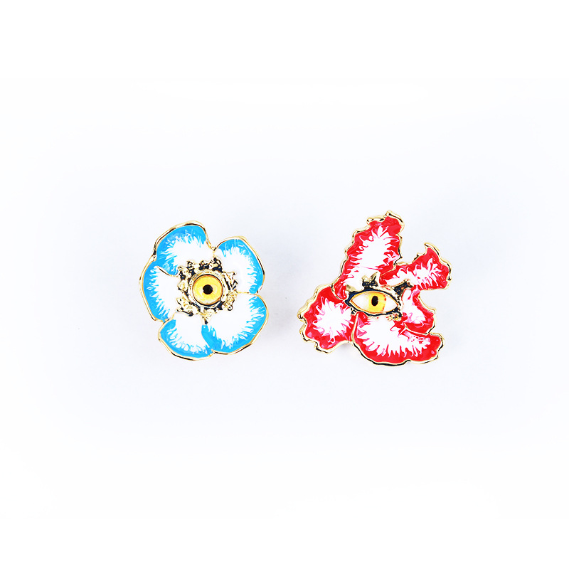 Personality Eye Tassel Drop Earrings Devil's Eye Enamel Flower for Women Vintage Jewelry Heavy