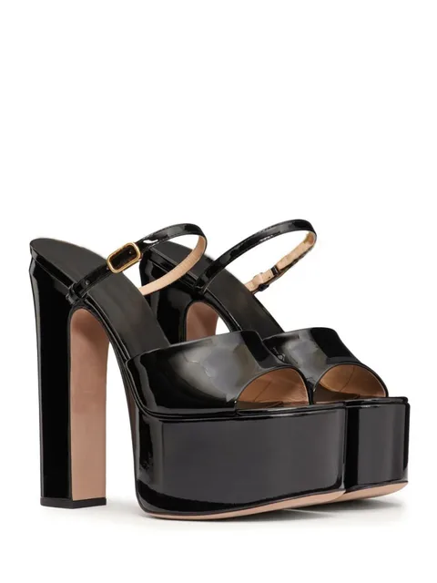 Summer Women's High-heeled Thick Sole Waterproof Platform Patent Leather Women's Slippers Thick High-heeled Slippers image 4