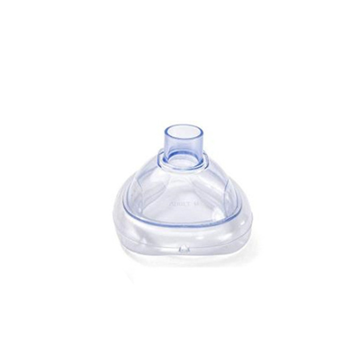 Transparent plastic mask component isolated against white background