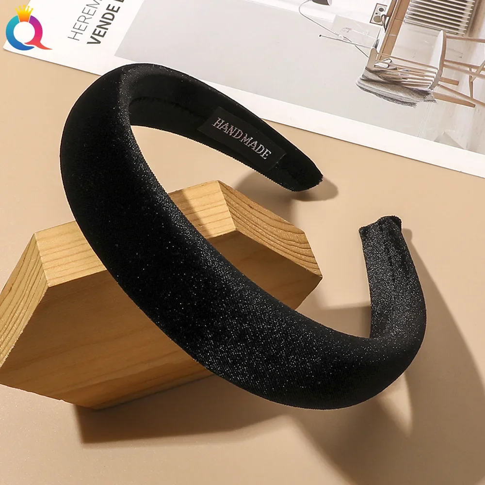 Close-up of soft black velvet-like headband surface