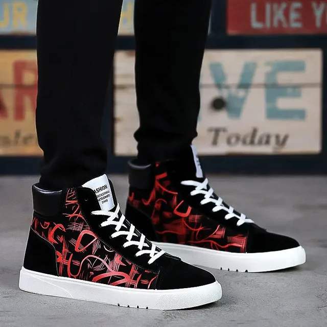 Men Vulcanized Canvas Shoes for Men Summer Graffiti High Top Men's Sneakers image 6