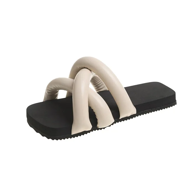 Brand Designer Slippers Summer Flat Slippers Non-slip Silver Flip-flop Slides Beach Black Platform Open-toe Sandals