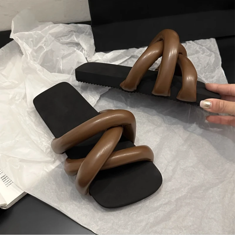 Brand Designer Slippers Summer Flat Slippers Non-slip Silver Flip-flop Slides Beach Black Platform Open-toe Sandals image 10