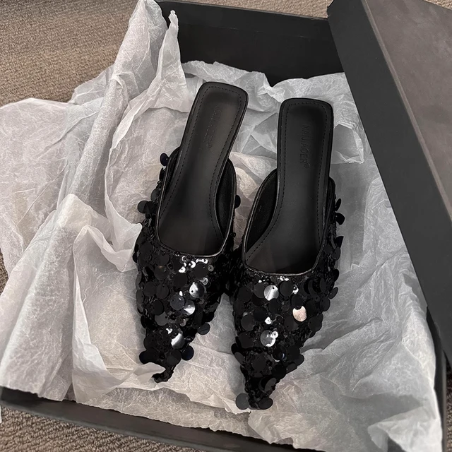 Thin Heel Bling Sexy Women Slippers Mules Shoes Dress Party Sandals Summer Flip Flops Casual Walking Mujer Zapatos Slides image 3