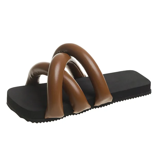Brand Designer Slippers Summer Flat Slippers Non-slip Silver Flip-flop Slides Beach Black Platform Open-toe Sandals