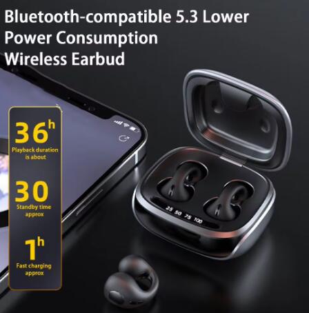 JX80 bone conduction clip on Bluetooth earphones with spray code noise reduction, high battery life