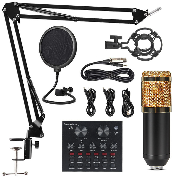 V8 Professional Sound Card Streaming Live Broadcast Podcast Recording Studio Equipment Voice Changer