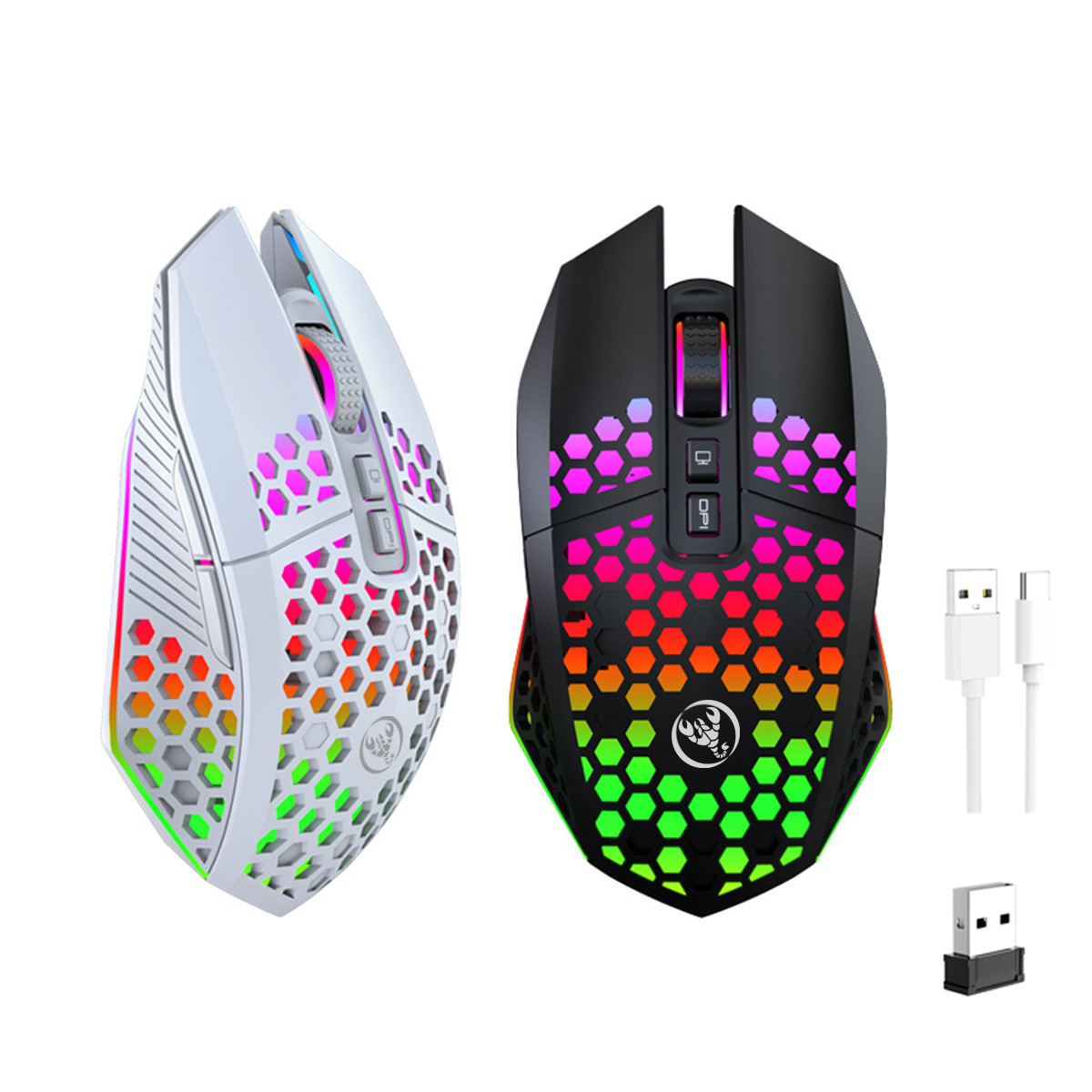 Lightweight hollow hole mouse, wireless rechargeable gaming light emitting computer, laptop, office