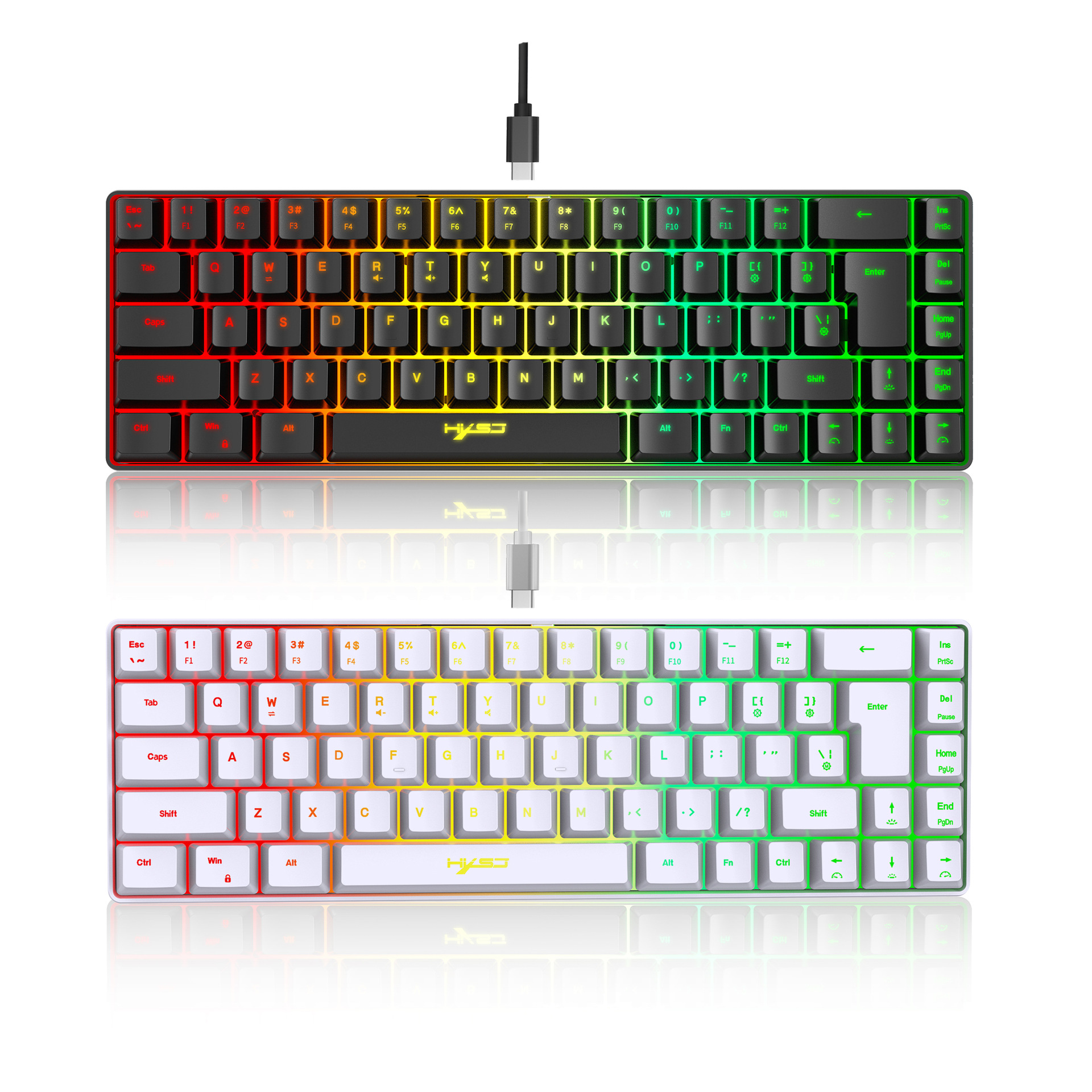 60% Mini 68 Key Mechanical Texture Film Gaming Keyboard ABS Material RGB Backlit Mini Portable