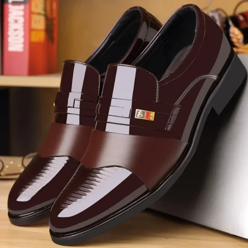 Leather Shoes for Men Wedding Formal Oxfords Business Casual Office Work Shoes for Men Classic Luxury Pointy Men's Dress Shoes image 9