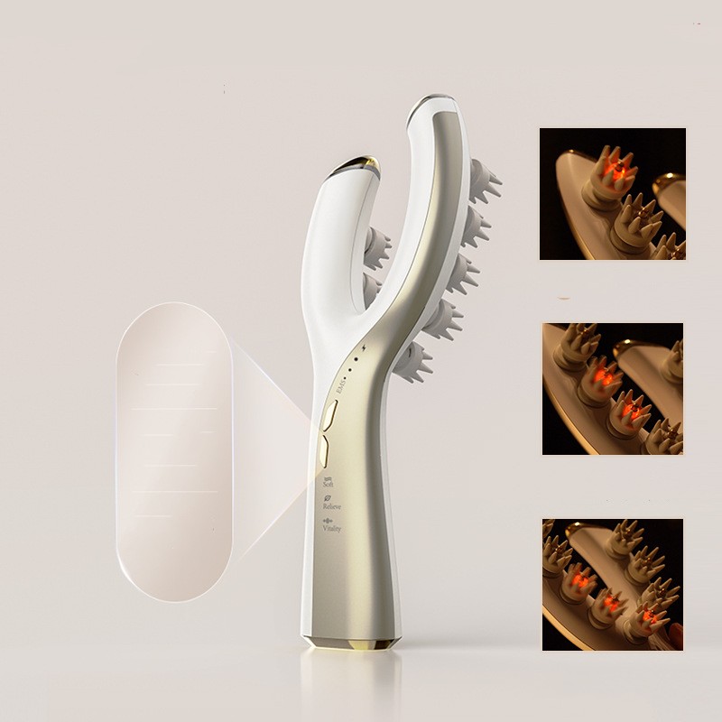 Illuminated red-light-style tips during scalp contact