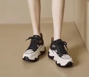 Thick Bottom Height Increase Shoes Female Summer Lace-up Sneakers Hollow Out Breathable Sports Womens Shoes image 4