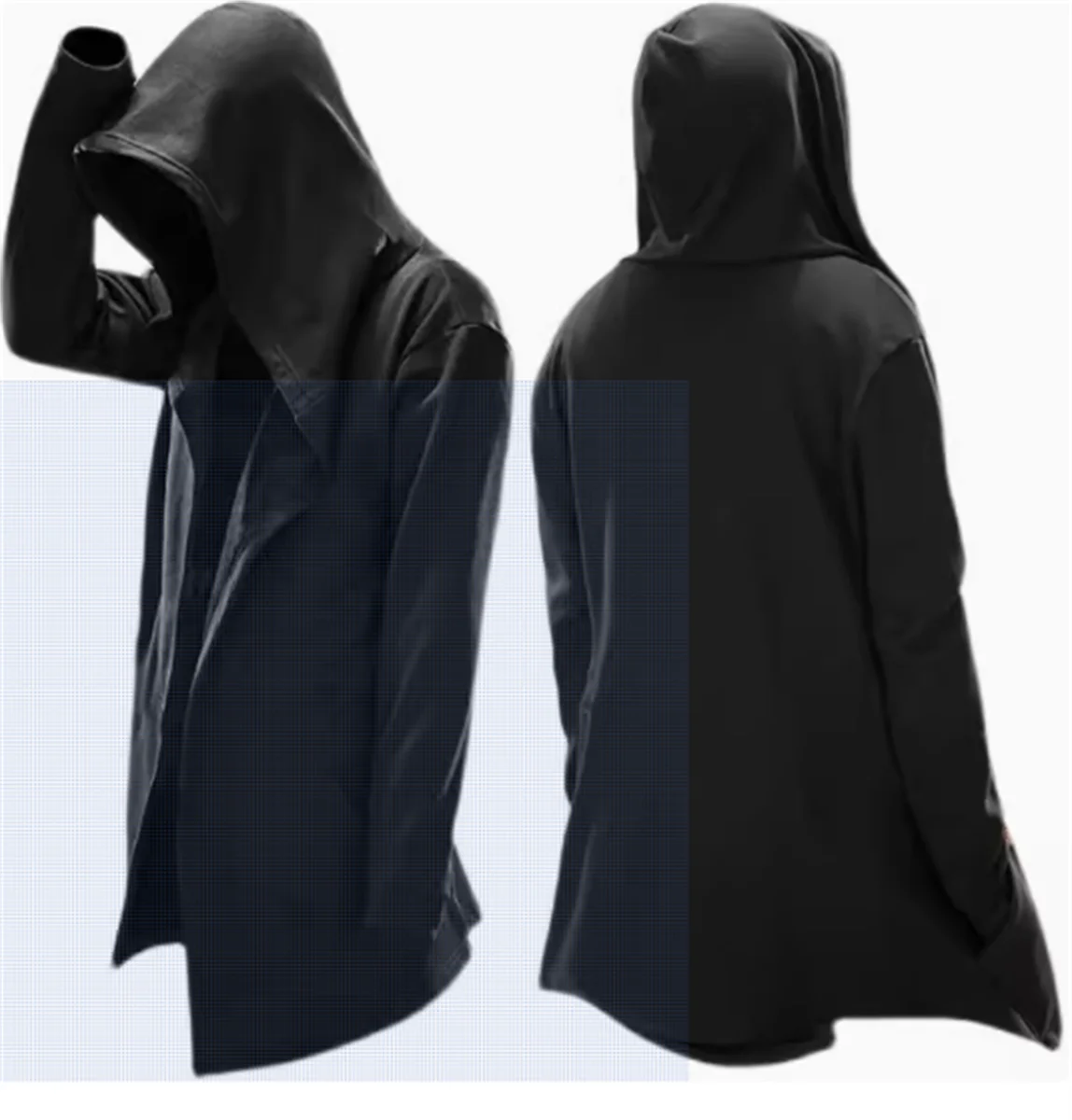 Assassin Hooded Cloak Hoodie Gothic Wizard Jacket Black Long Sleeve Cosplay Coat