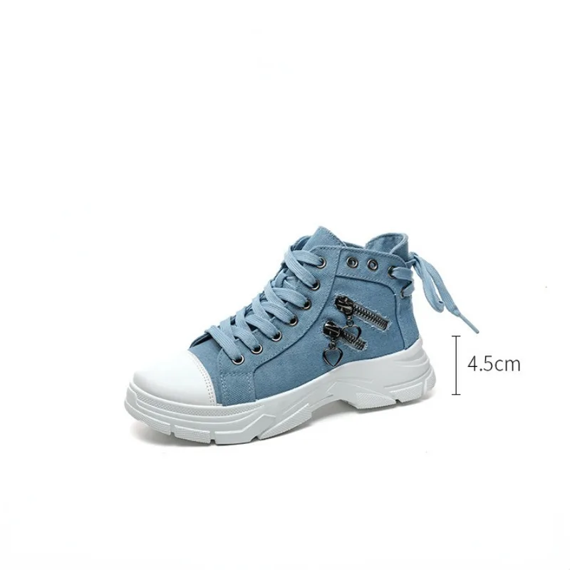 Canvas High-top Women Shoes Spring Breathable Denim Sneakers Women Summer Thick Bottom Heightening Sports Casual Shoes image 4