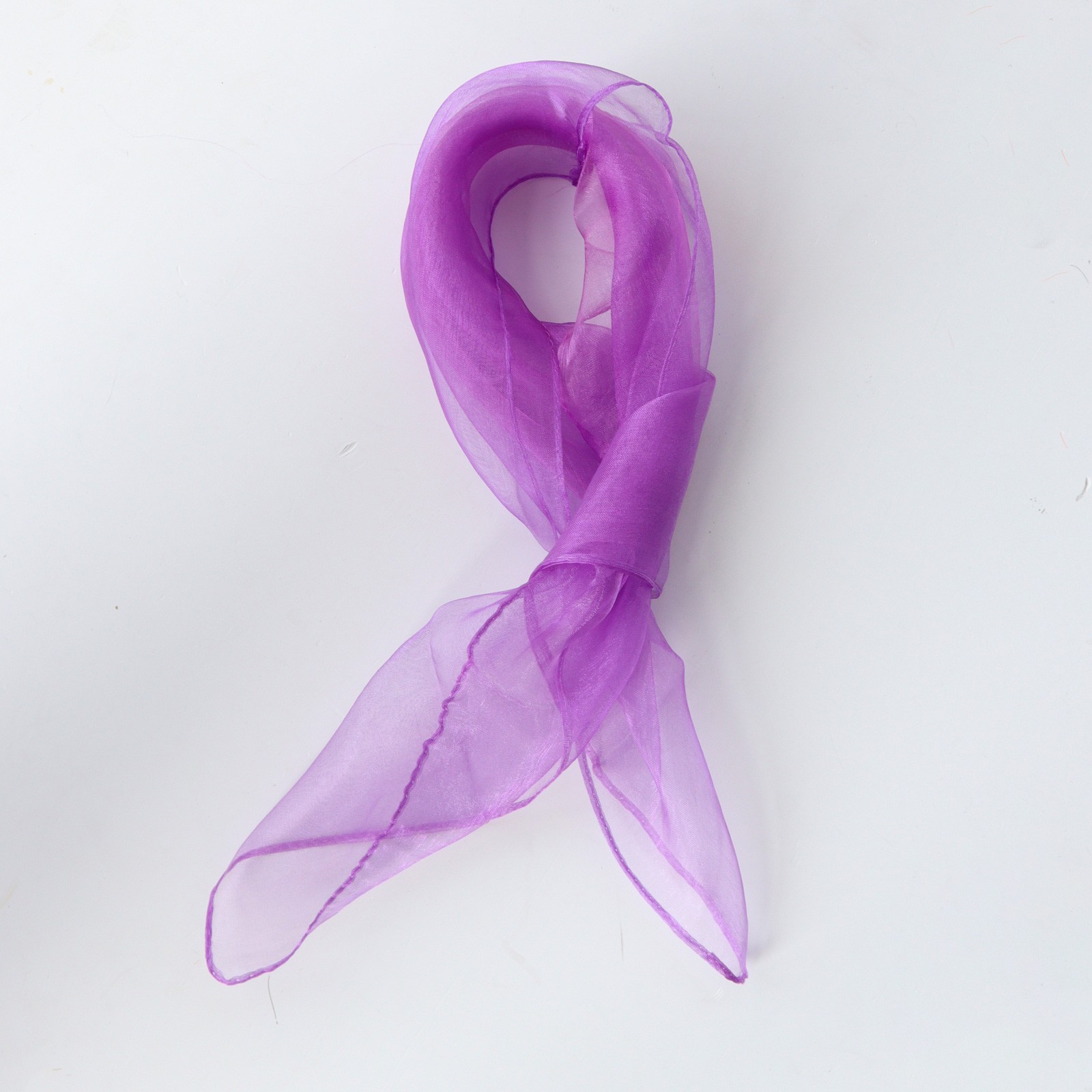 Sheer violet purple organza scarf detail