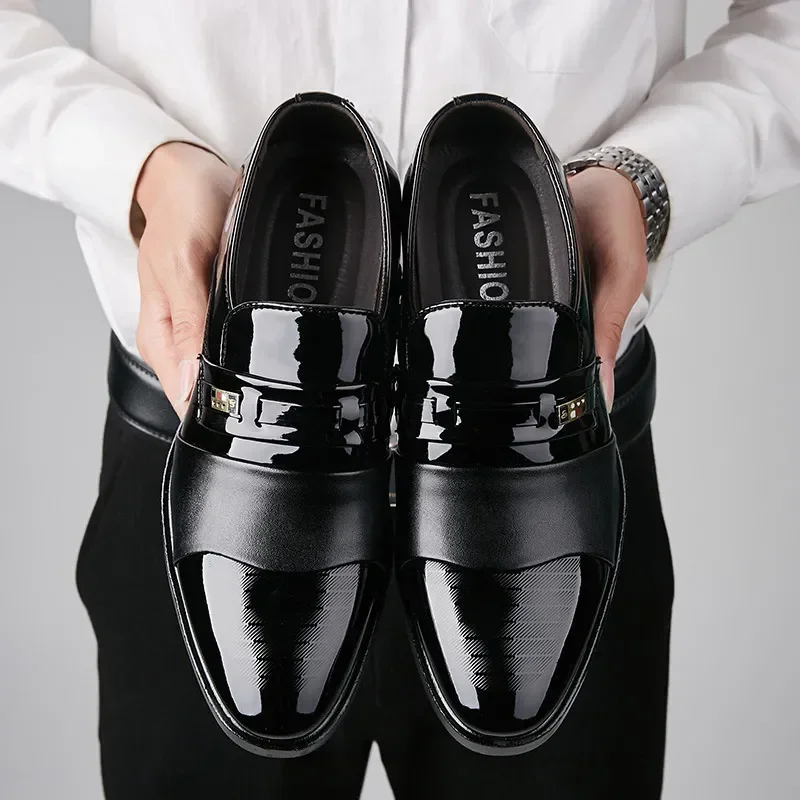 Leather Shoes for Men Wedding Formal Oxfords Business Casual Office Work Shoes for Men Classic Luxury Pointy Men's Dress Shoes image 8