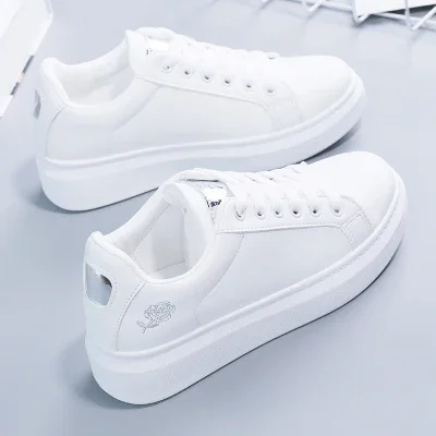 Women Casual Shoes Spring Embroidered White Breathable Flower Lace-Up Sneakers White Tenis Feminino Flat Zapatillas