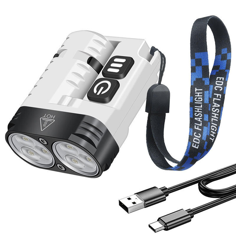 Flashlight Keychain Work Light 1600 Lumens USB Rechargeable IP68 Waterproof Aluminum Alloy 1100mAh Battery 10 Modes