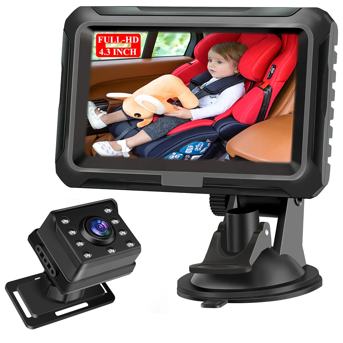 4.3 pulgadas Modelo Privado HD 1080P Coche Bebé Monitor Coche Bebé Espejo - Imagen 7 de 8