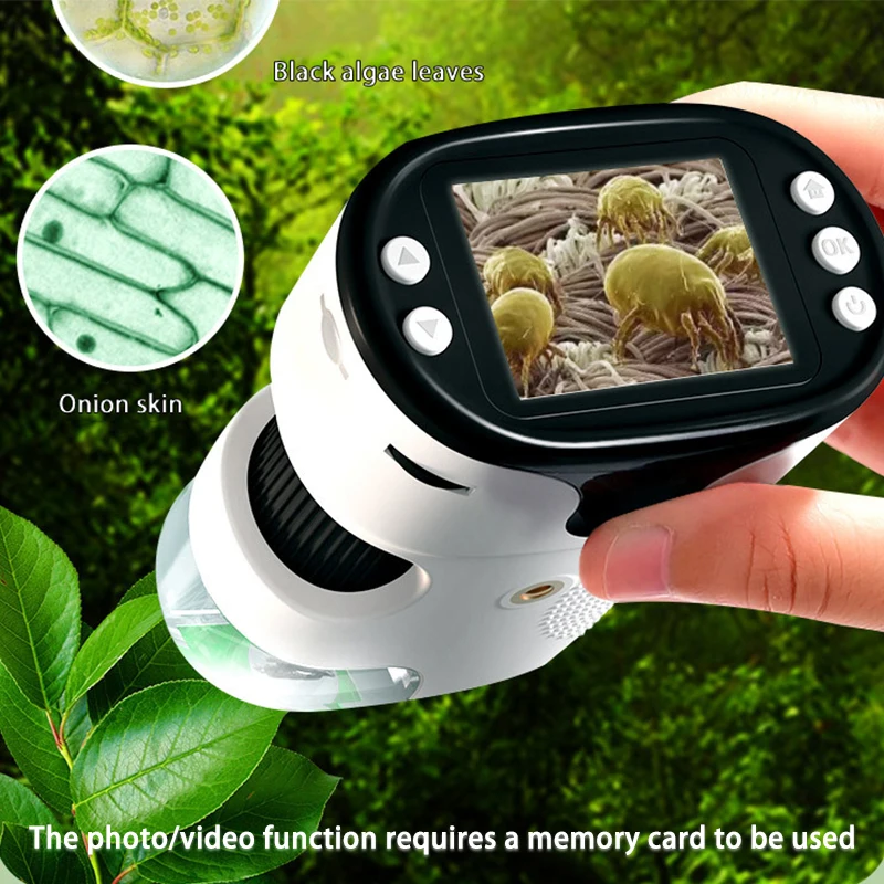 Pocket Microscope Display Montessori Handheld LED Light Biology Magnification Outdoor Students