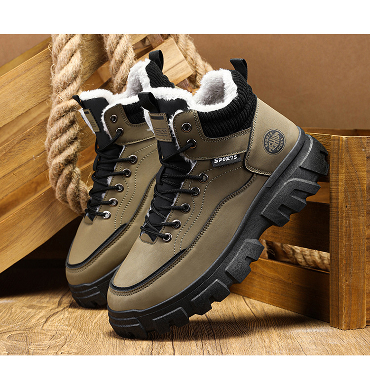 Men's winter suede high top Martin boots men's workwear shoes trendy and versatile thick sole image 6