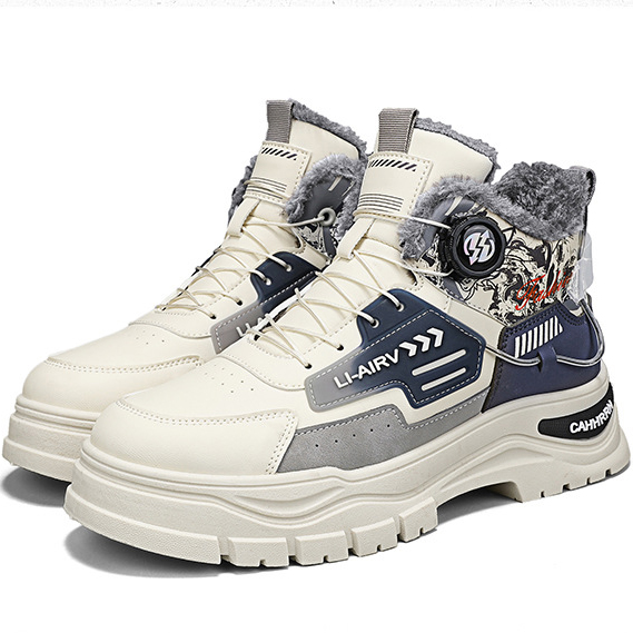 Martin boots men's autumn and winter velvet warm cotton shoes outdoor sports thick soled waterproof anti slip knight boots high top work boots image 5