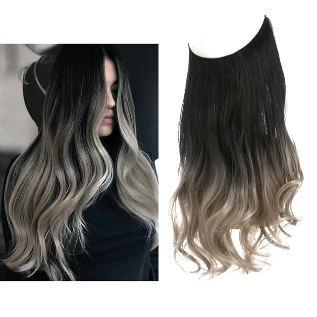 Black to blonde ombre extension with cascading waves